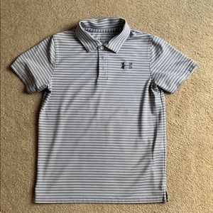 Under-armour gray & white polo